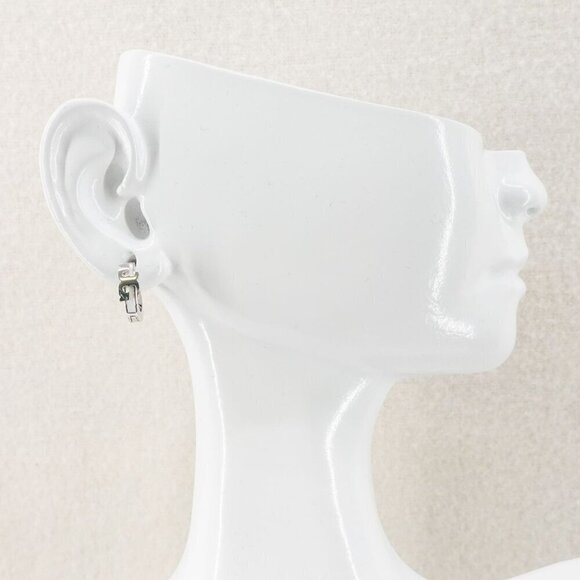 Tory Burch Serif-T Enamel Huggie Hoop Earrings Silver/Ivory OS - Picture 7 of 12